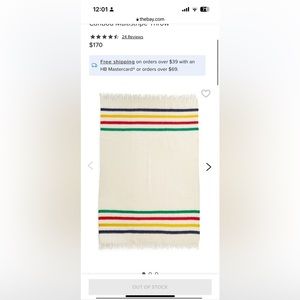 Hudson Bay 100% Authentic Wool Caribou Throw in Multistripe